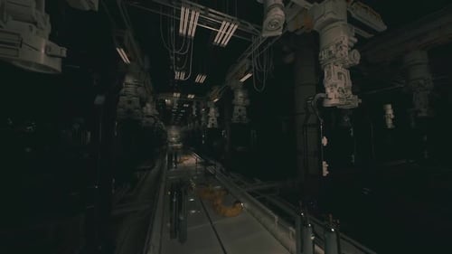Futuristic Sci-Fi Industrial Corridor Walkthrough Background Animation