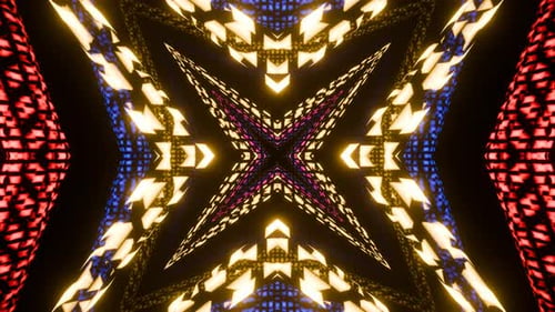 A Starshaped Tunnel of Vivid Neon Lights in a Seamless VJ Loop