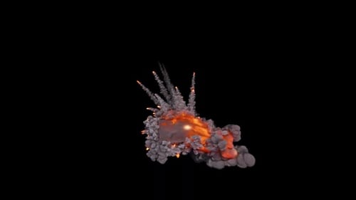 Missile Strike Impact With Fire Trails