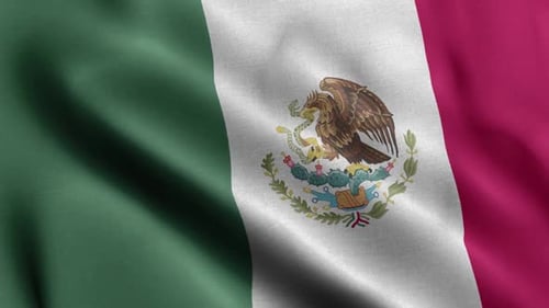 Realistic Waving Mexican Flag Seamless Loop