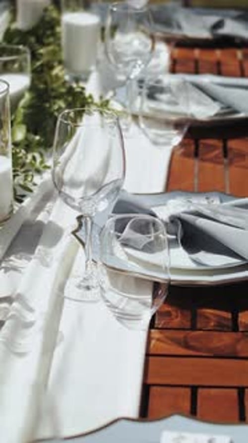 Elegant Wedding Table Setting Close Up