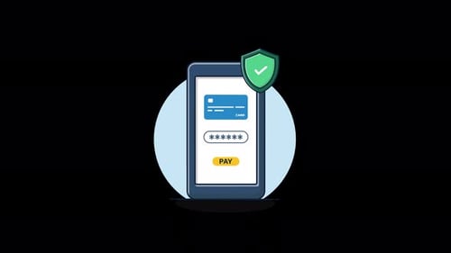 Secure Online Payment Processing on Mobile Phone Flat Animation