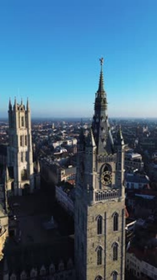 Aerial view of Ghent, East Flanders, Belgium.