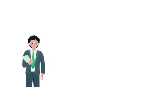 Flat Design Business Person with Animated Icons