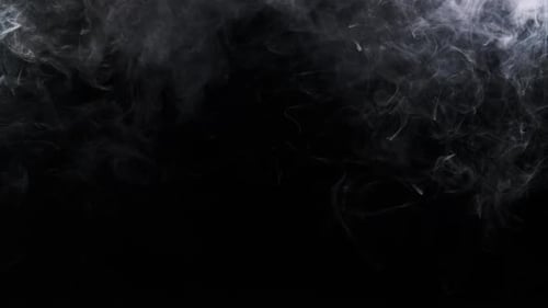 Smoke or Vapor Clouds Rise Up on a Black Background in Slow Motion
