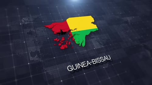3D Map Guinea-Bissau Flag Reveal Digital World Background Animation