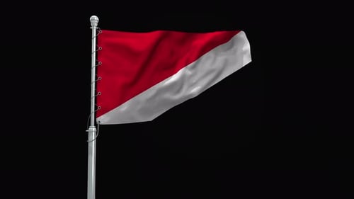 Realistic Red and White Flag Waving Seamless Loop Animation