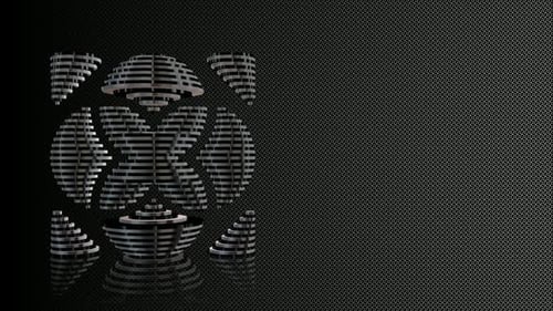 Hintergrund mit schwarzer und silberner Figur, Form, einzigartiges Design, Reflexion, 3D-Render, Exklusiv