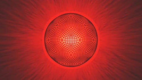 Radiant Red Geometric Sphere Animation Loop Background