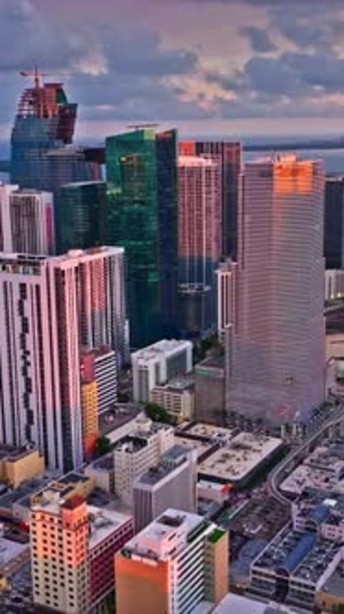 Aerial view of Miami skyline highlighting modern architecture at dusk