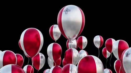 Malta Flag Balloons Floating Up for Celebrations