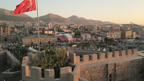 People Enjoy Culture Festival By Erzurum Castle (Rising)