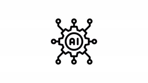 Animated AI Gear Icon with Connecting Network Nodes
