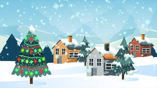 Weihnachtslandschaft, der Winter kommt, Dorf 4K