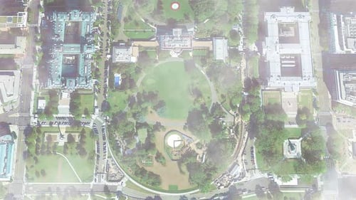 USA - White House - Flying Through Clouds Birds Eye View