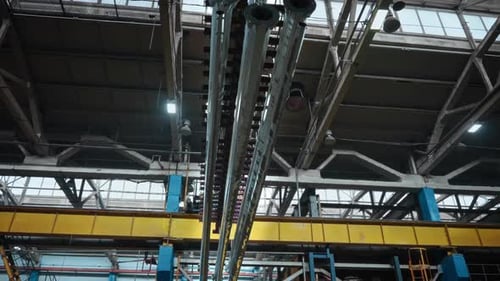 A Production Hall in a Factory Production of Galvanized Metal Supports