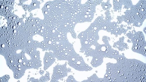 Macro of Contrast White Foam Bubbles Blown By the Wind on Surface Abstract Background Slow Motion