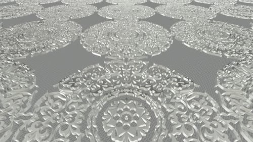 Luxus-Hintergrund mit silbernen Ornamenten, exklusiv, 3D-Render, Figuren, Reflexion