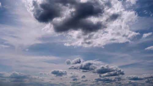 Timelapse of Cumulus Clouds Moves In The Blue Sky