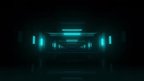 Futuristic neon tunnel beckons with endless digital journey ahead