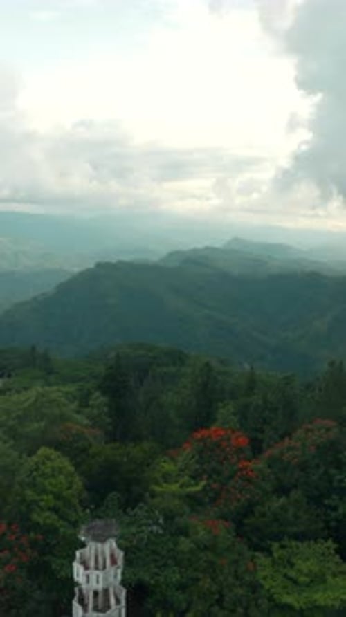 View of Green Mountains From Ancient Tower Action Beautiful View of Green Mountains From Historic
