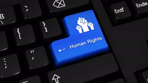 Animated Human Rights Enter Key Press on Keyboard