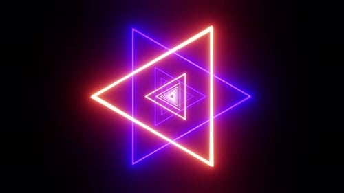 Orangeviolette gedrehte Dreiecke VJ Loop Seamless Show Hintergrund