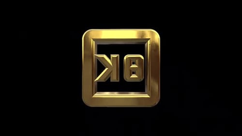 Golden 3D 8K Resolution Symbol Rotating Loop