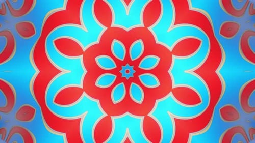 Red and blue flower with blue center. Kaleidoscope VJ loop