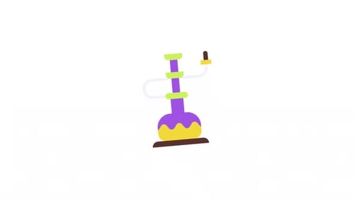 Animated Flat Design Hookah Pipe Icon