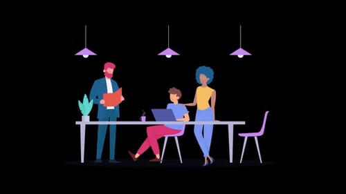 2D Cartoon People On Business Training Alpha Channel 4K