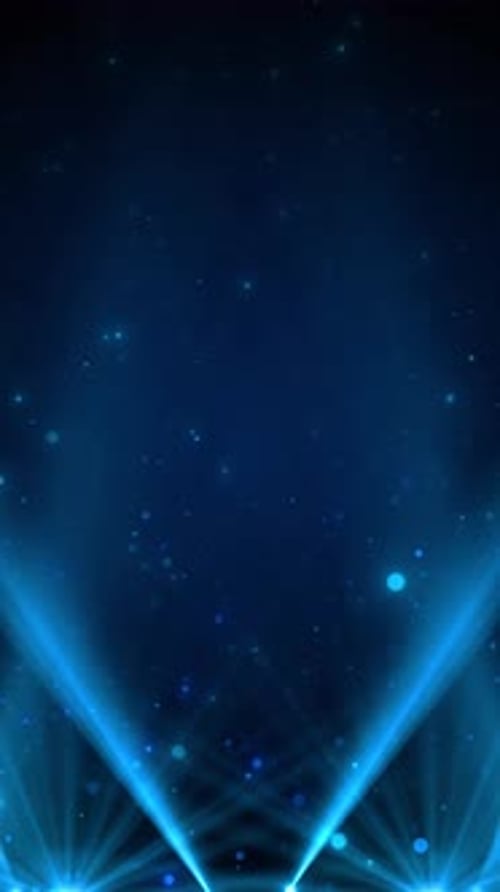 Dynamic Blue Stage Lights and Particles Vertical Background