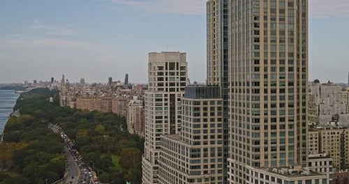NYC New York Aerial v224 drone flyover waterfront Upper West Side in Manhattan capturing residential