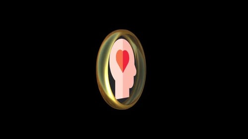 3D Rotating Head with Heart Icon Animation