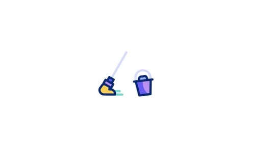 Sparkling Clean Mop and Bucket Flat Design Animation