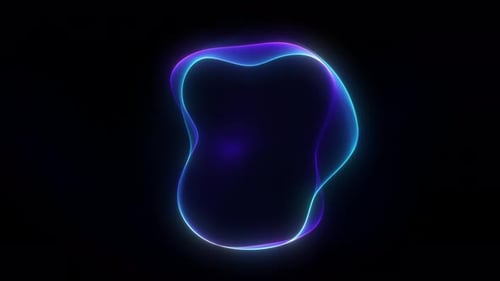 Glowing blue purple neon orb sphere blob shape. Fluid wave ripple motion flow. Luminous gradient ene