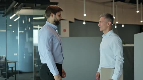 Two Businessmen Shaking Hands in Office