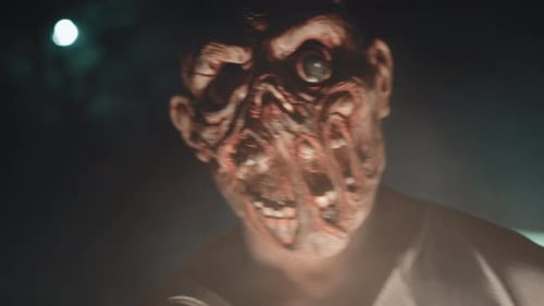 Menacing Zombie Monster with Decayed, Grotesque Features