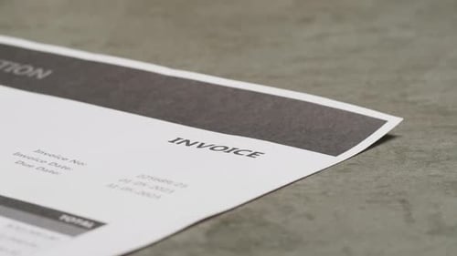 Close Up of a Business Invoice Document