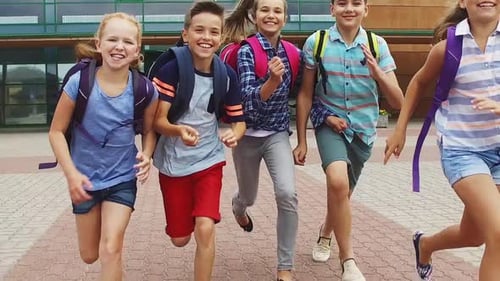 Primary Education, Communication and People Concept - Group of Happy Elementary School