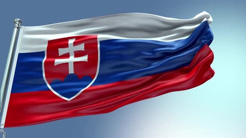 Realistic Slovakia Flag Waving in Slow Motion