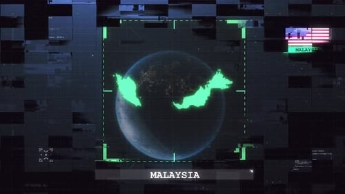 Digital Map Reveal with Glitch Effect and Futuristic Data Interface