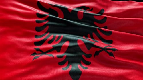 Realistic Waving Flag of Albania Seamless Loop Animation