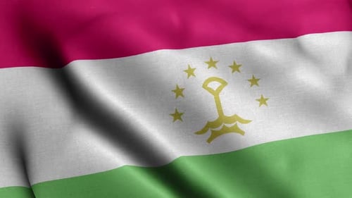 Tajikistan Flag Waving with Realistic Fabric Texture