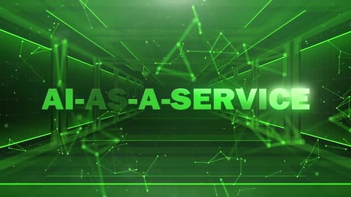 AI-AS-A-SERVICE Text Reveal in Futuristic Digital Tunnel