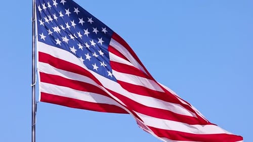 American Flag Waving in the Wind