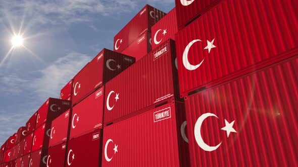 Turkey export cargo containers in row looping, Backgrounds Motion ...