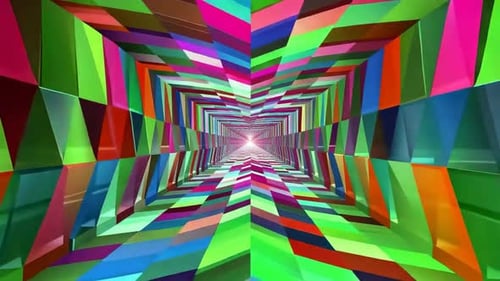 Colorful Geometric Prism Tunnel 3D Abstract Background