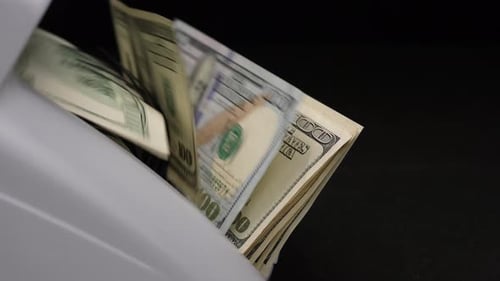 Money Counter Machine Counting Hundred Dollar Bills