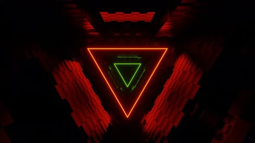 Lime And Orange Triangle Neon Tunnel Background Vj Loop In 4K